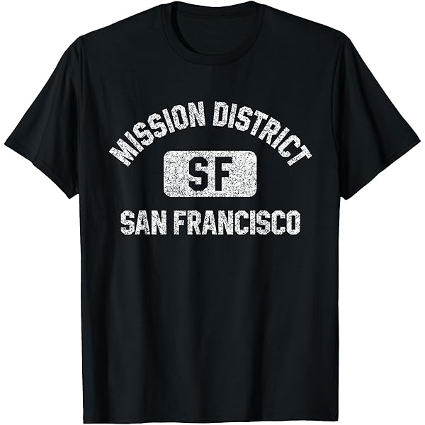 Amazon.com: Mission District SF Gym Style Distressed Black Print T